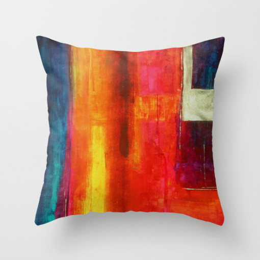 Philip Bowman Color Fields II Modern Abstract Art Painting Throw Pillow