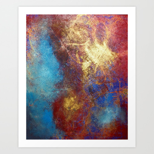 Philip Bowman Red, Blue And Gold Modern Abstract Art Painting