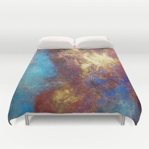 Philip Bowman Red, Blue And Gold Modern Abstract Duvet Cover